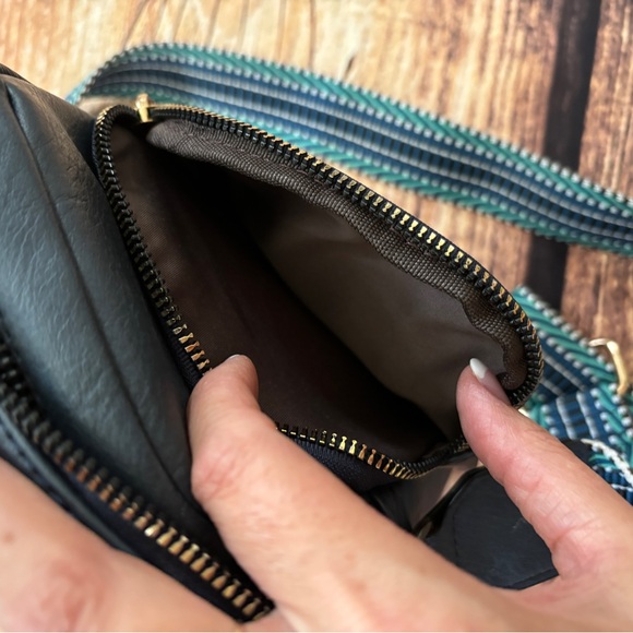 Bostanten Blue & Gold Boho Tribal Strap Camera Crossbody Bag Vegan Leather - Picture 7 of 10